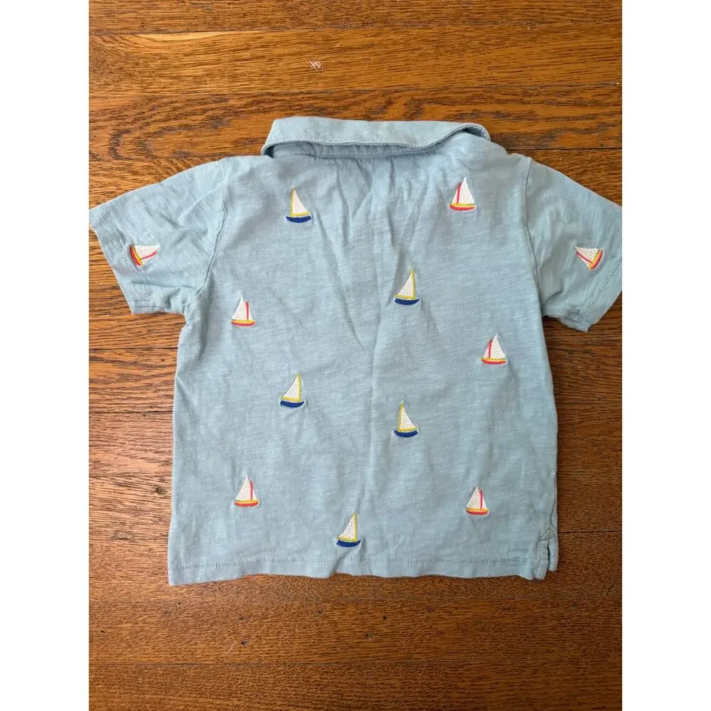 Mini Boden Boys' Sailboat Embroidered Polo Shirt Size 18-24m